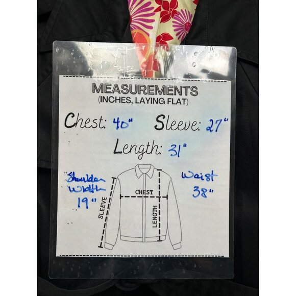 Context Trench Coat Womens M Belted Double Breasted Floral Lining Blk Retro Chic - Picture 6 of 13